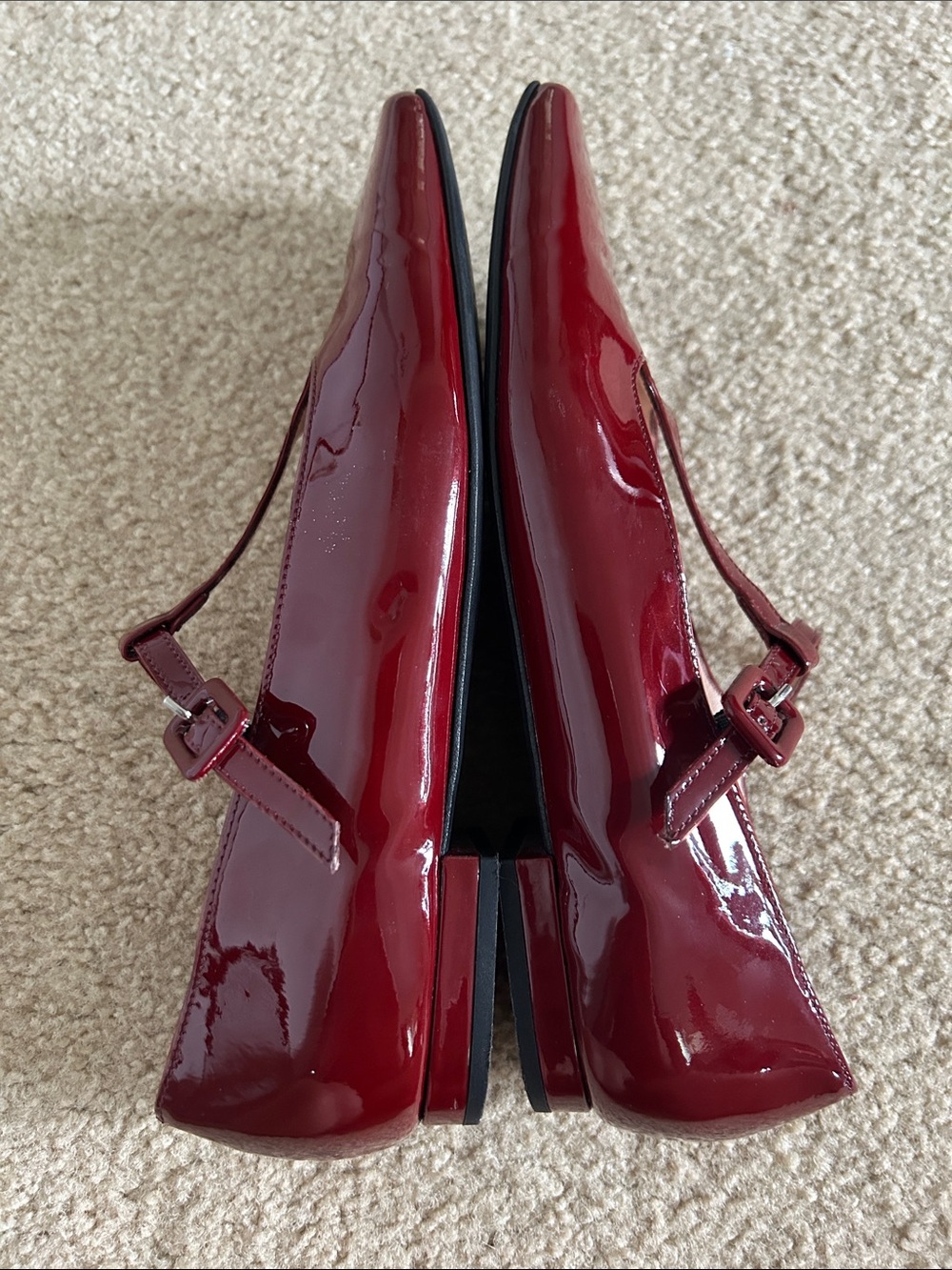 L’idea by Lori Burgundy Italian Patent Leather T-Strap Mary Jane Flats sz 8.5 - Picture 5 of 8